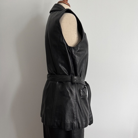 Dimitri - Black Leather Belted Vest - Picture 4 of 9